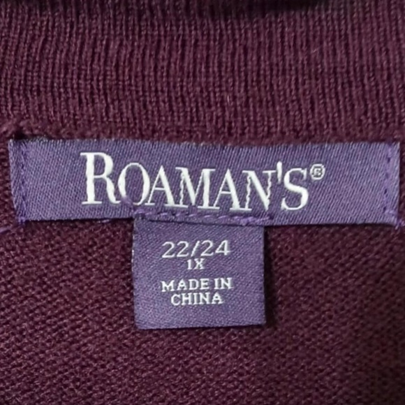 Roaman’s Women Cardigan Size 1X Waterfall Plum Purple Lagenlook Plus Size - Picture 2 of 7